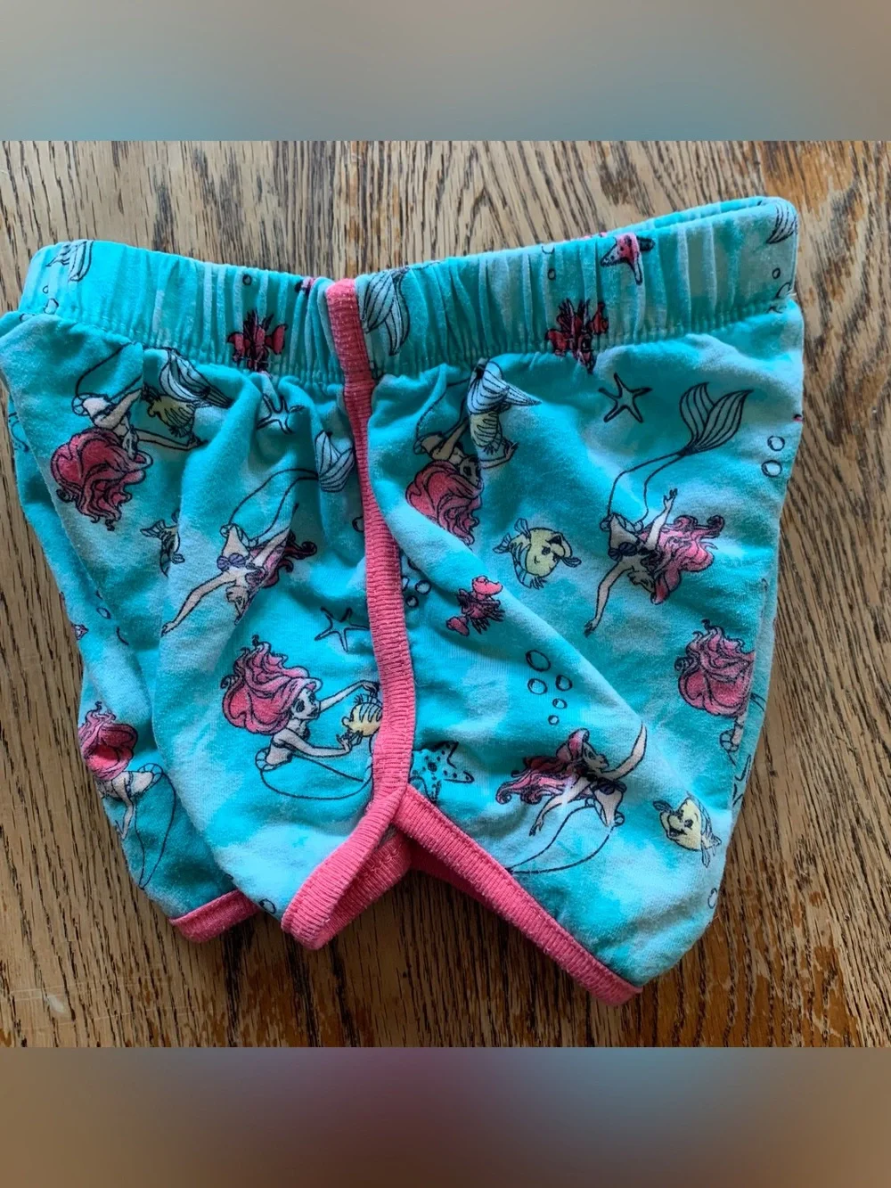Disney Princess Cotton Little Mermaid Shorts Sebastian Flounder Tie Dye Teal